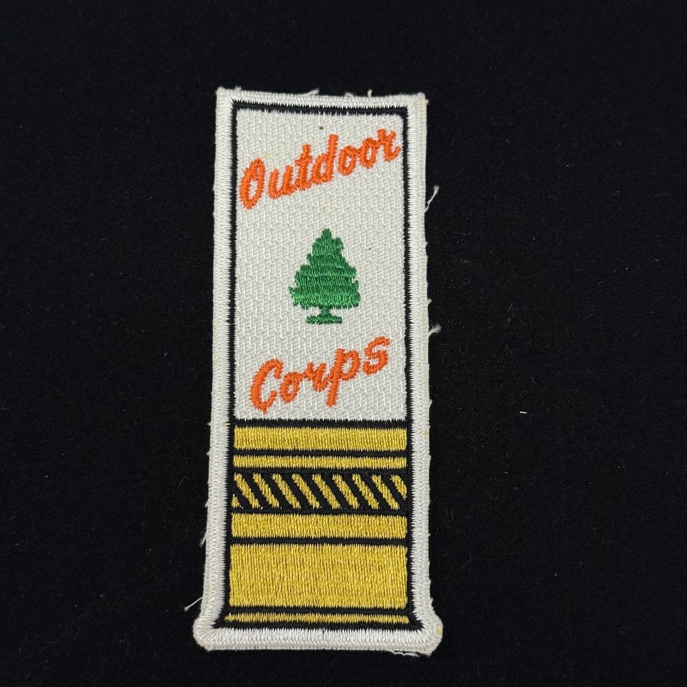 Vintage Outdoor Corps Pine Tree Embroidered Patch White Orange Yellow Sew On